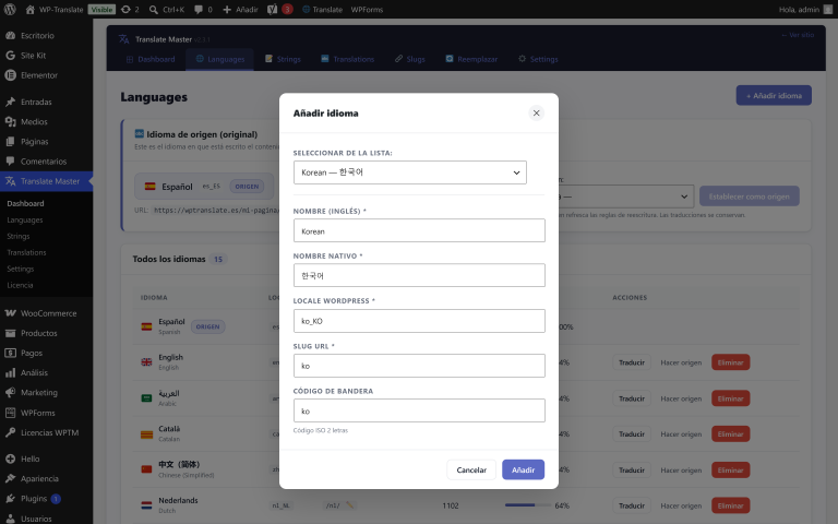 Añadiendo un idioma nuevo desde el escritorio de WordPress con WP-Translate