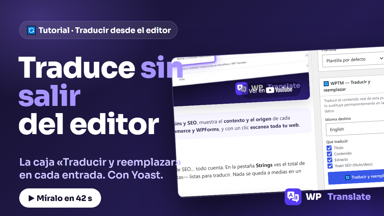 Traducir una entrada desde el editor con WP-Translate