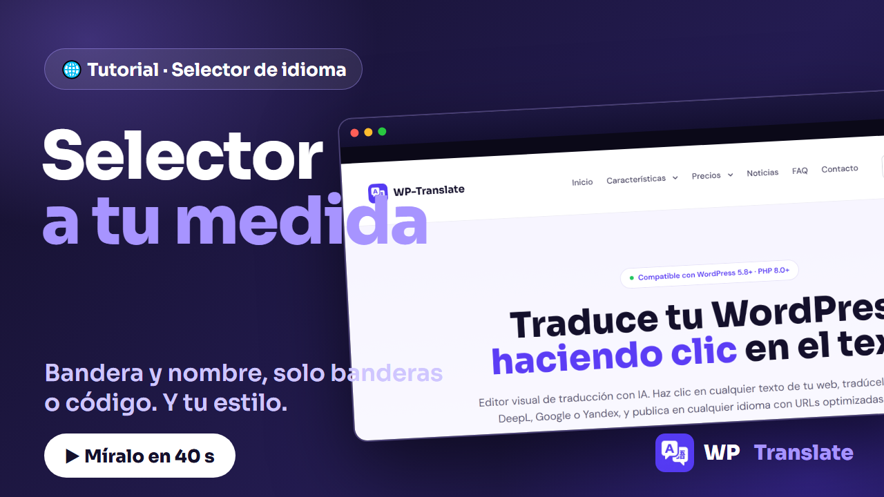 El selector de idioma de WP-Translate a tu medida