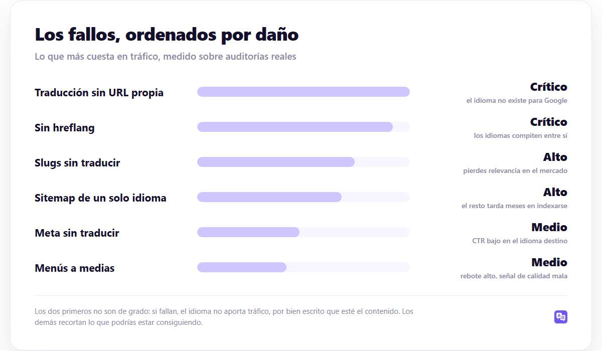 Los fallos, ordenados por daño