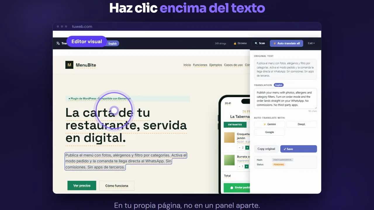 WP Translate: el editor visual sobre tu propia página